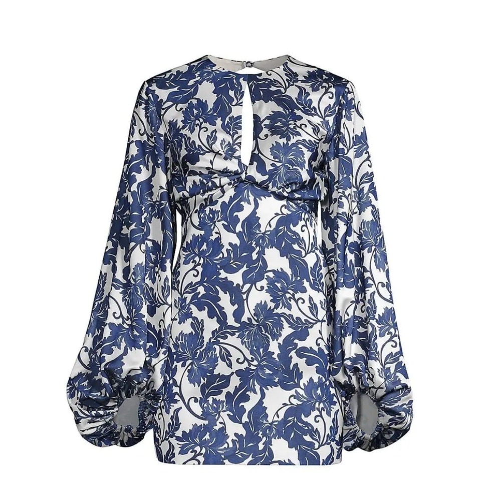 Significant Other Holly Floral Minidress Navy Stencil Print Size 2 Cutout Back